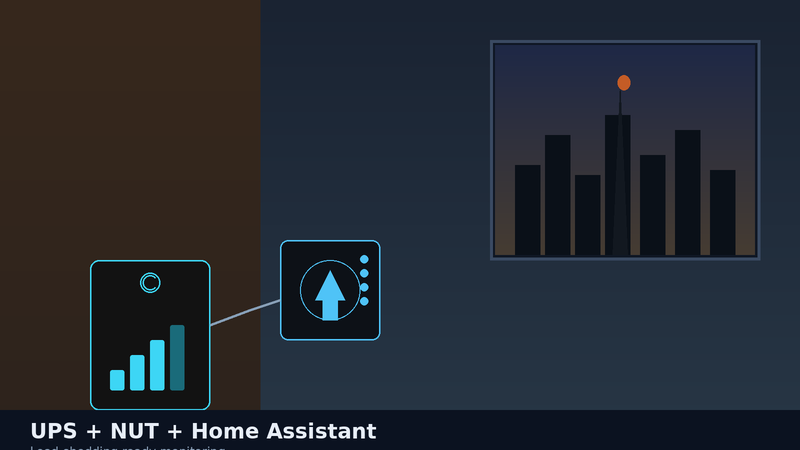 UPS connected to a local Home Assistant hub for NUT monitoring during load shedding