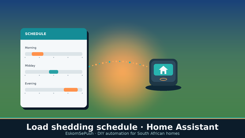 Load-shedding schedule calendar feeding a local Home Assistant hub for South African DIY automation